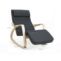 Schommelstoel met Berkenhouten Frame en 5-voudig Verstelbare Voetensteun