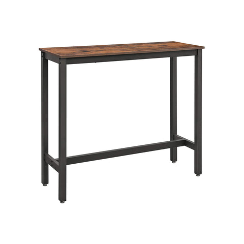 Smalle Bartafel met Metalen Frame en Houtlook Blad, 120 x 40 x 100 cm