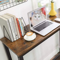 Smalle Bartafel met Metalen Frame en Houtlook Blad, 120 x 40 x 100 cm
