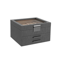 Sieradendoos met Glazen Deksel en 4 Lagen, 3 of 4 Laden, 20,3 x 23,1 cm