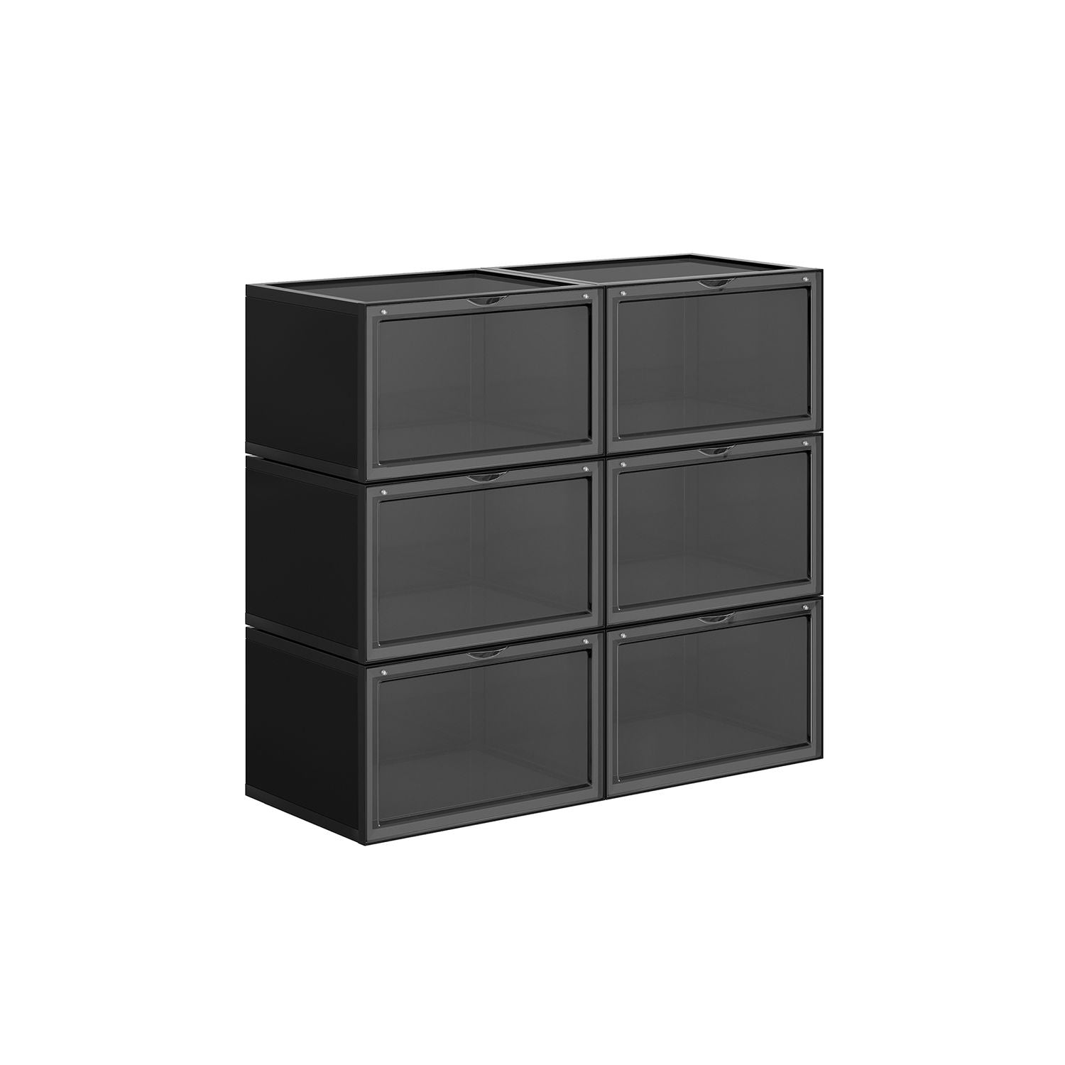 Stapelbare Schoenendozen met Transparante Deur, Set van 6, 28x36x22 cm