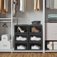 Stapelbare Schoenendozen met Transparante Deur, Set van 6, 28x36x22 cm