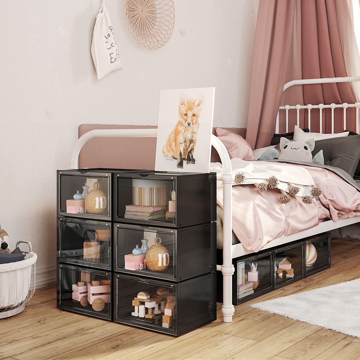 Stapelbare Schoenendozen met Transparante Deur, Set van 6, 28x36x22 cm