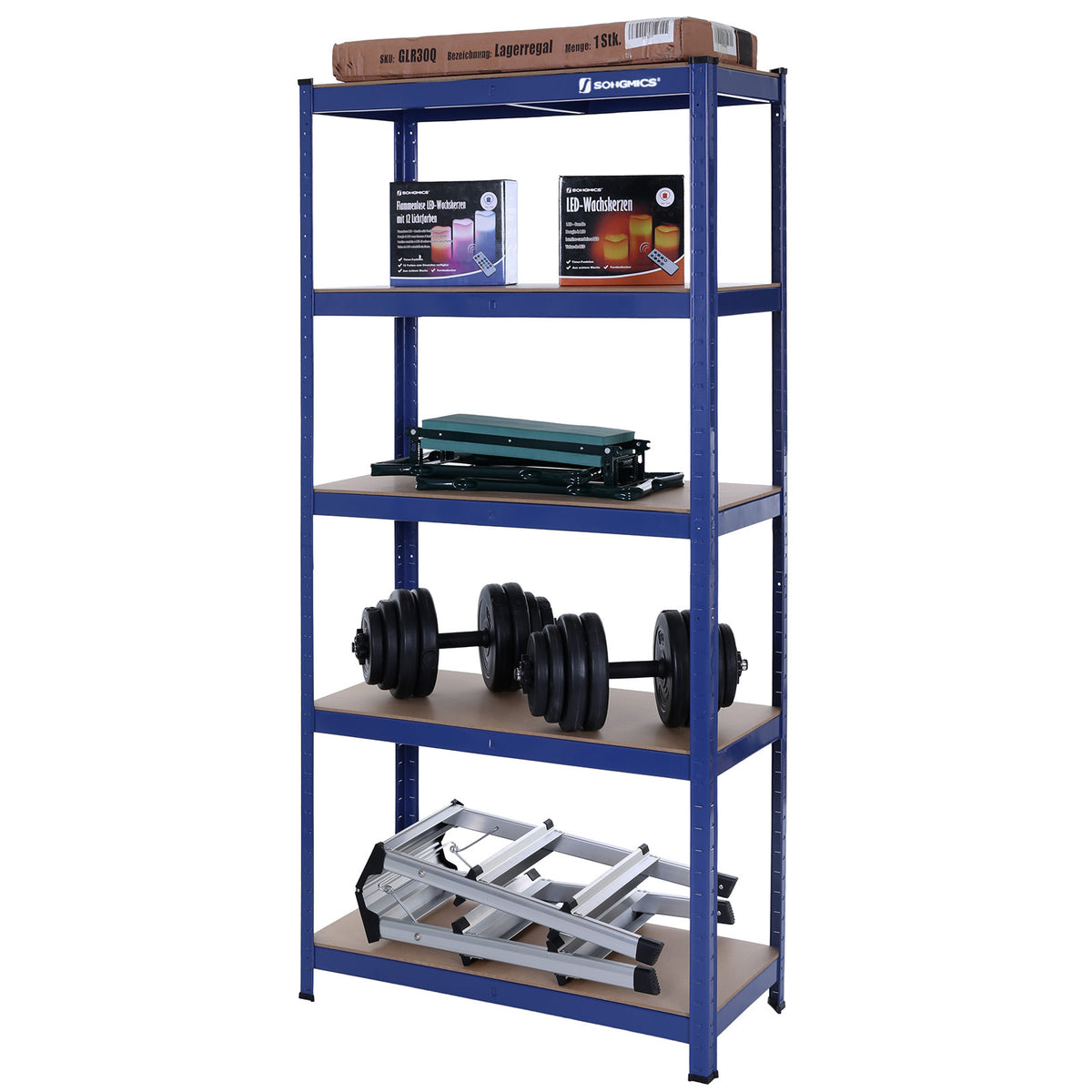 Zwaar Metalen Opbergrek met 5 Verstelbare Planken, 90 x 180 x 40 cm