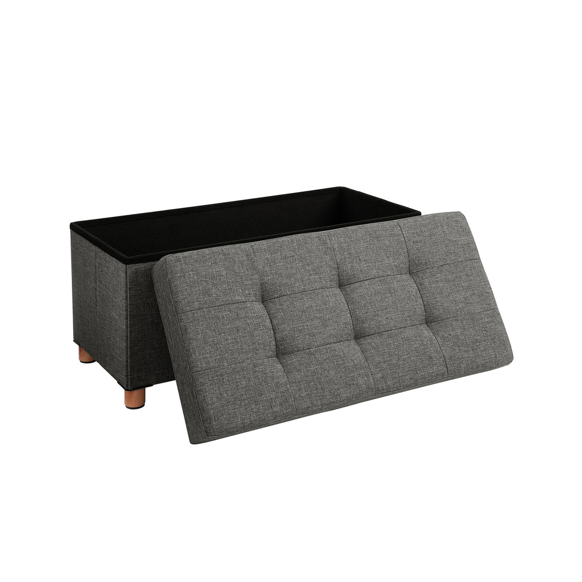 Opbergbank met Deksel en Houten Poten, 76 of 110 cm