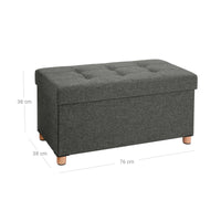 Opbergbank met Deksel en Houten Poten, 76 of 110 cm
