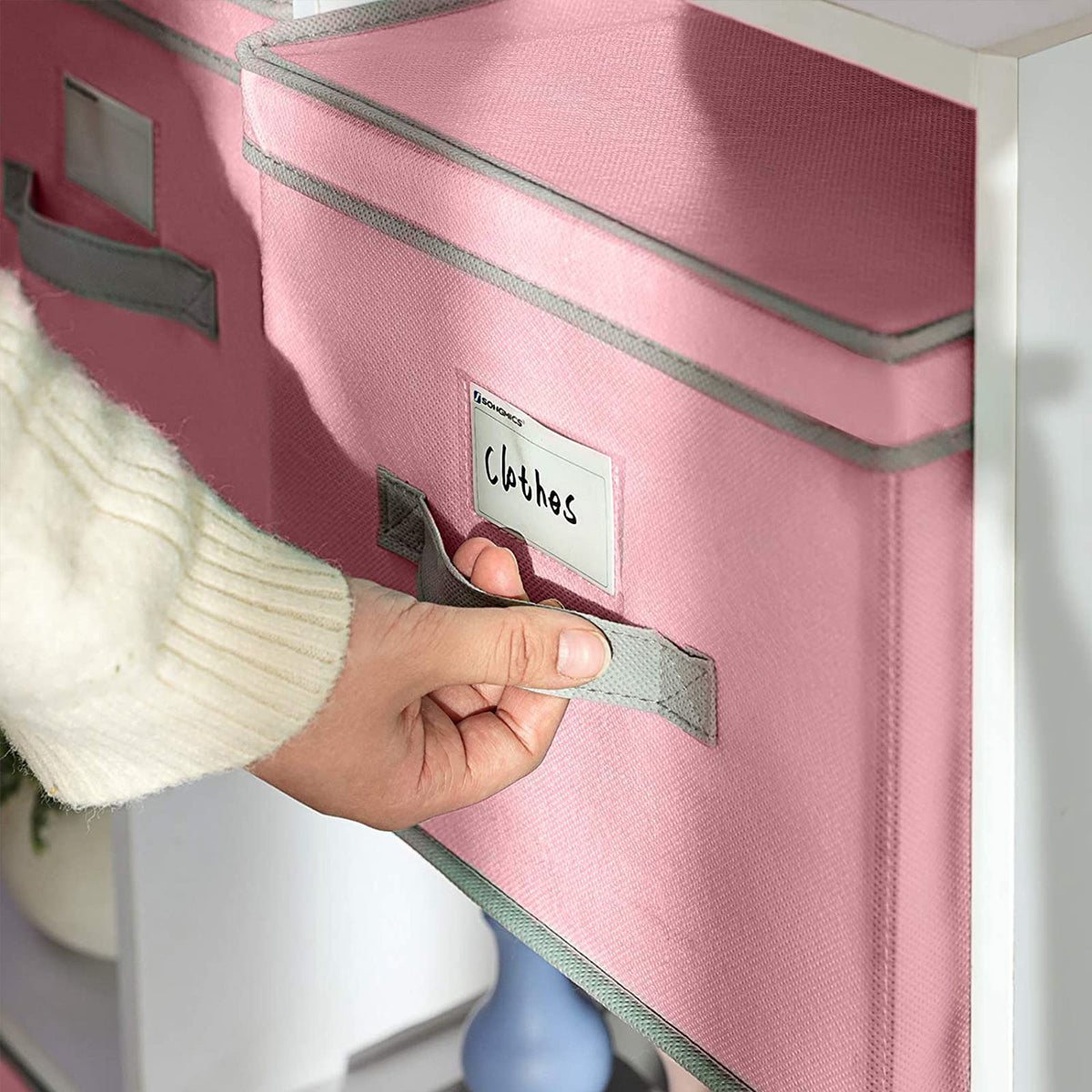 Vouwdozen met Scharnierend Deksel en Labelhouder, Set van 3, 40 x 30 x 25 cm