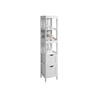 Hoge Badkamerkast met 2 Lades en 3 Open Vakken, 30 x 30 x 141,5 cm