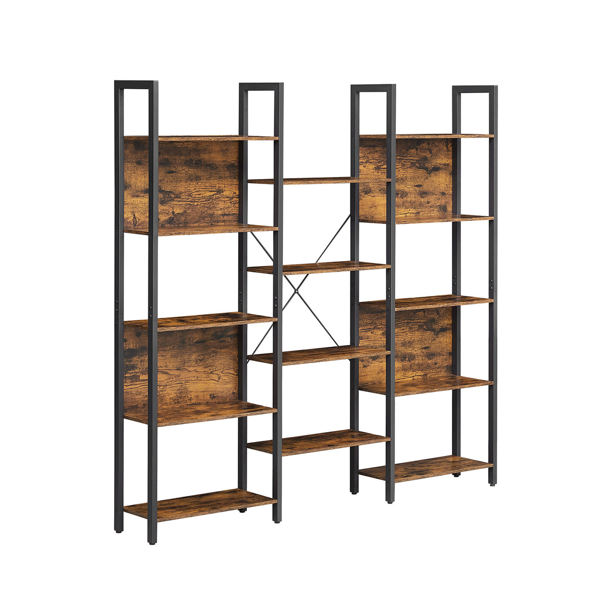 Boekenkast met 14 Planken en Metalen Frame, 158 x 166 cm