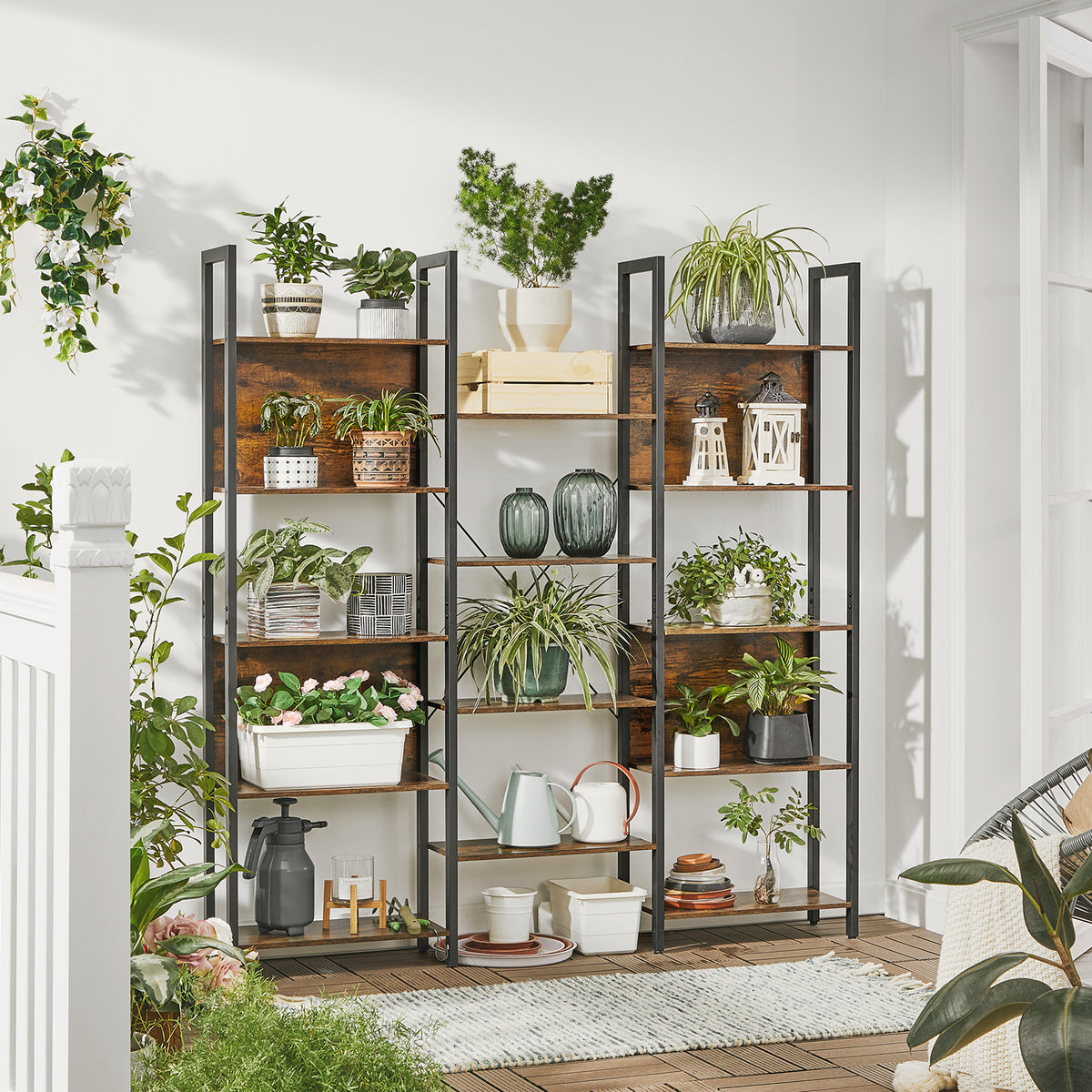 Boekenkast met 14 Planken en Metalen Frame, 158 x 166 cm