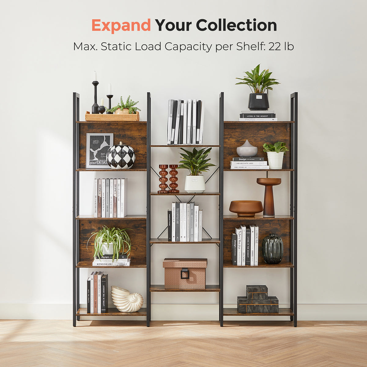 Boekenkast met 14 Planken en Metalen Frame, 158 x 166 cm