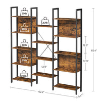 Boekenkast met 14 Planken en Metalen Frame, 158 x 166 cm