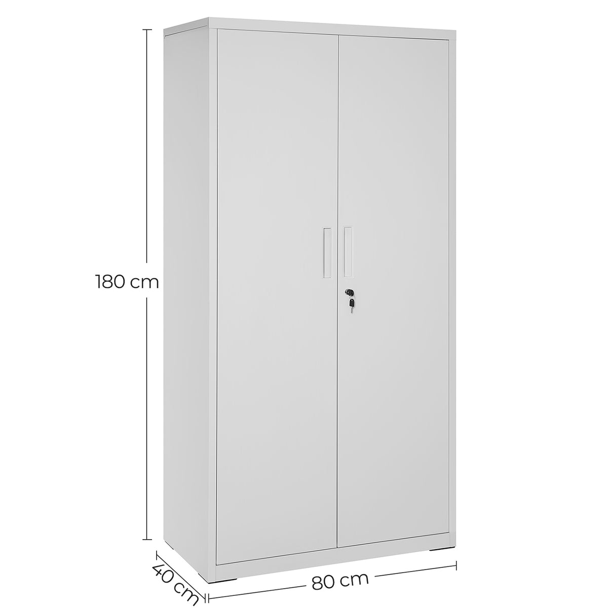 Metalen Archiefkast met 2 Deuren en 4 Verstelbare Planken, 180 cm Hoog