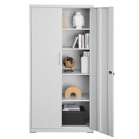 Metalen Archiefkast met 2 Deuren en 4 Verstelbare Planken, 180 cm Hoog