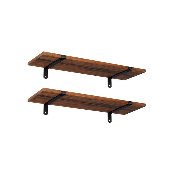 Zwevende Wandplanken Set van 2 in Vintage Houtlook, 60 x 20 x 7 cm