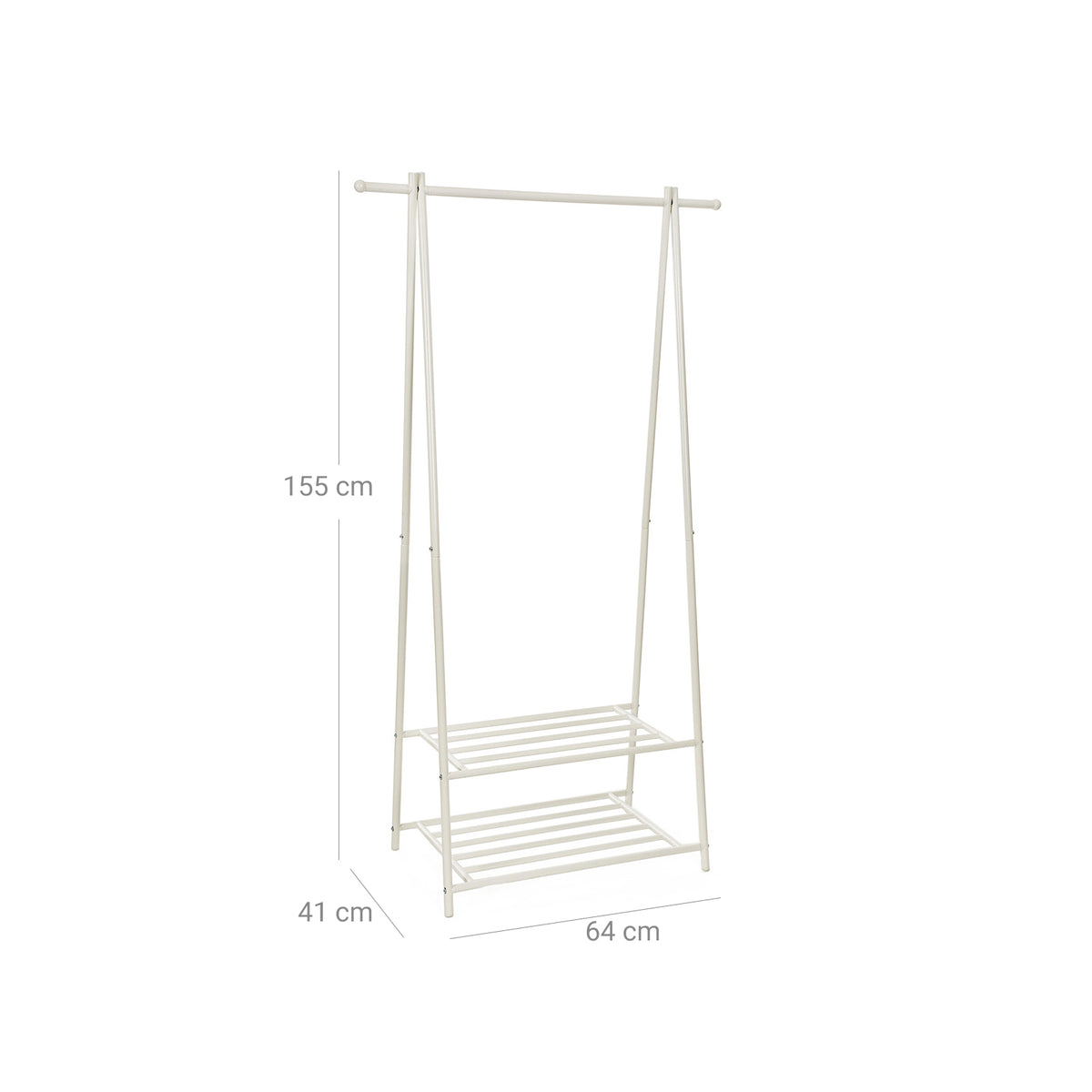 Kledingrek met Schoenenrek en 2 Planken, Metaal, 87,5 x 155 x 41 cm