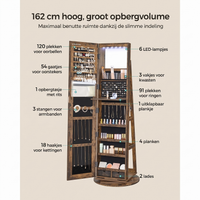 360° Draaibare Sieradenkast met Spiegel en LED-Verlichting – productweergave 15 | De Groot Living