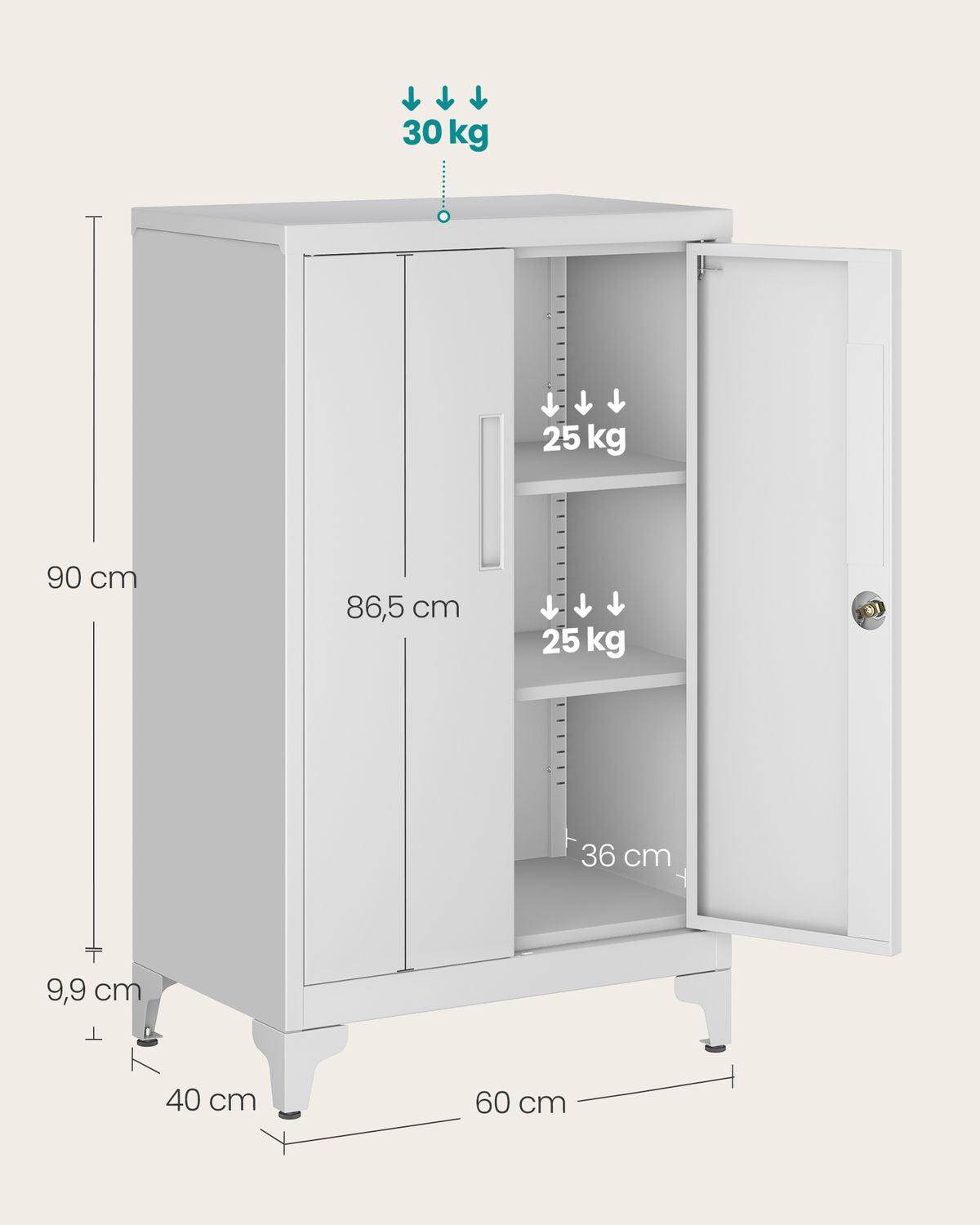 Afsluitbare Stalen Opbergkast met 2 Deuren – productweergave 21 | De Groot Living