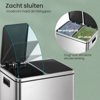Afvalscheidingsbak met 2 Vakken en Pedaal – productweergave 11 | De Groot Living