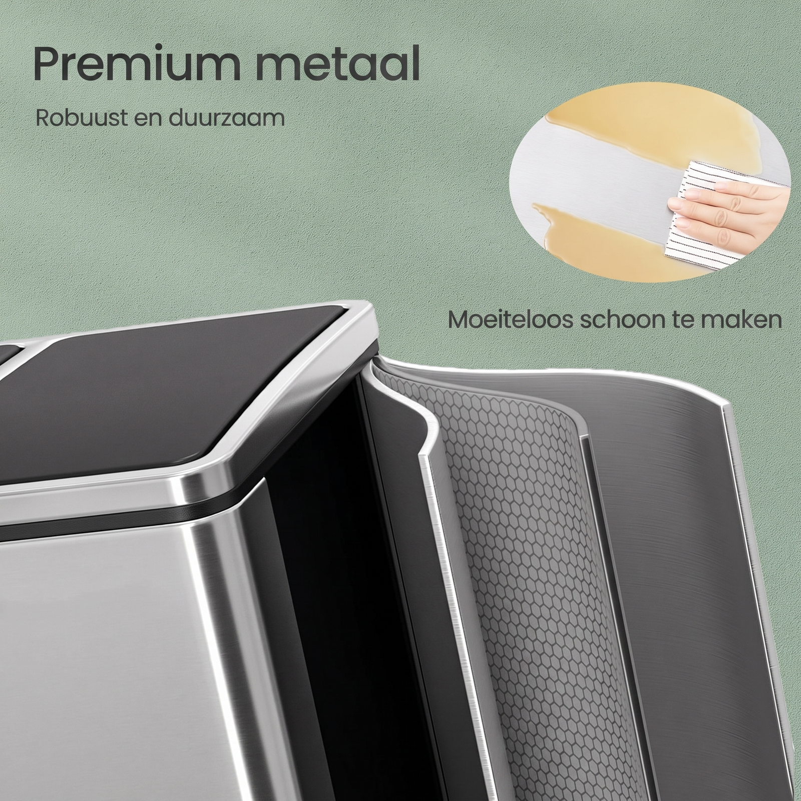 Afvalscheidingsbak met 2 Vakken en Pedaal – productweergave 12 | De Groot Living