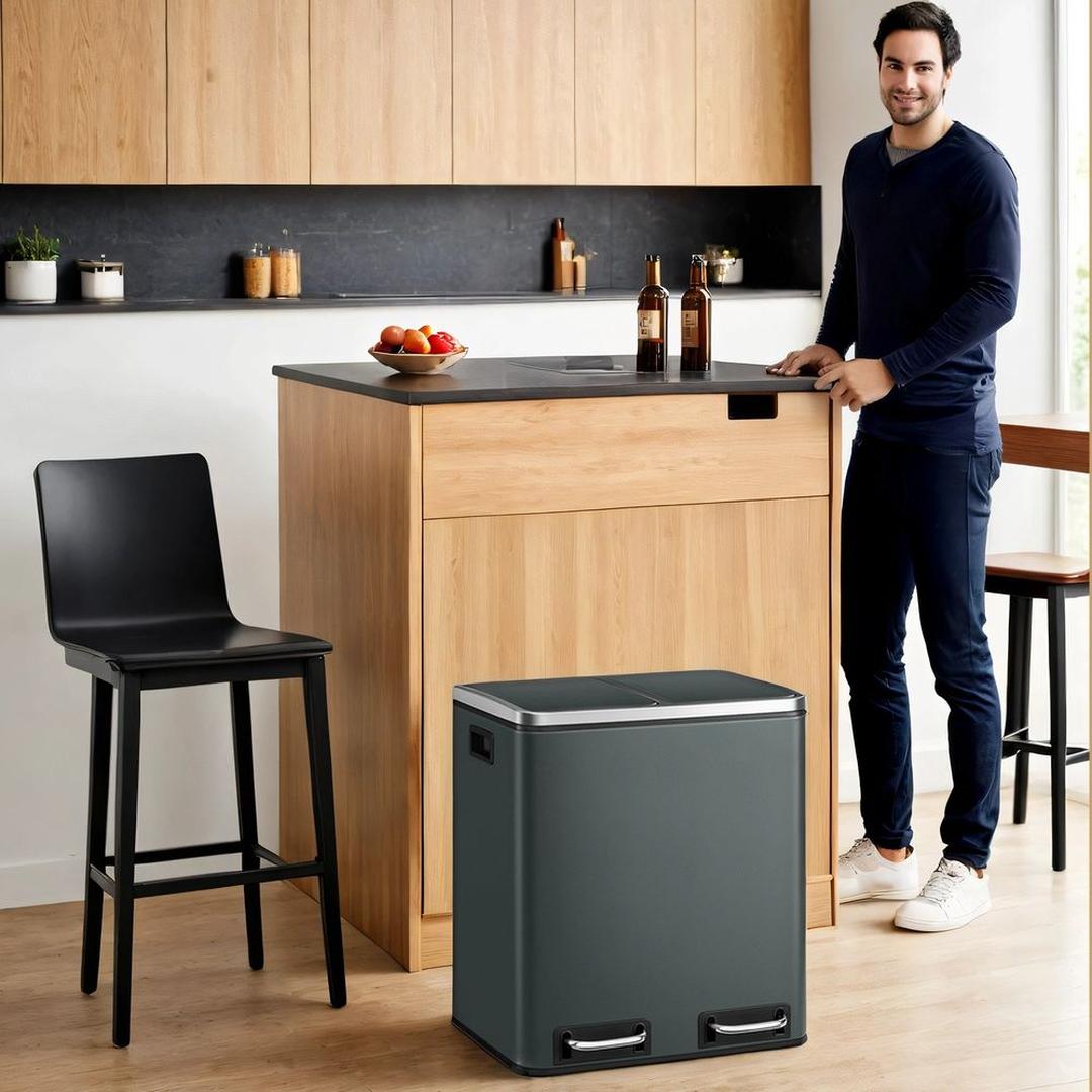 Afvalscheidingsbak met 2 Vakken en Pedaal – productweergave 14 | De Groot Living