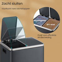 Afvalscheidingsbak met 2 Vakken en Pedaal – productweergave 15 | De Groot Living