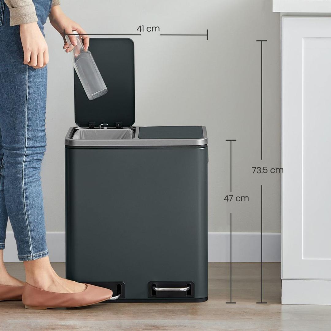 Afvalscheidingsbak met 2 Vakken en Pedaal – productweergave 17 | De Groot Living