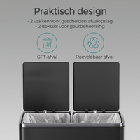 Afvalscheidingsbak met 2 Vakken en Pedaalbediening – productweergave 2 | De Groot Living