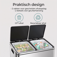 Afvalscheidingsbak met 2 Vakken en Pedaalbediening – productweergave 7 | De Groot Living