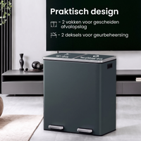 Afvalscheidingsbak met 2 Vakken en Pedaalbediening – productweergave 12 | De Groot Living