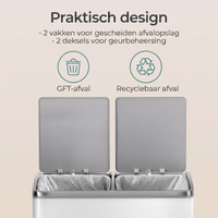 Afvalscheidingsbak met 2 Vakken en Pedaalbediening – productweergave 18 | De Groot Living