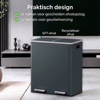 Afvalscheidingsbak met 2 Vakken en Pedaalbediening – productweergave 29 | De Groot Living