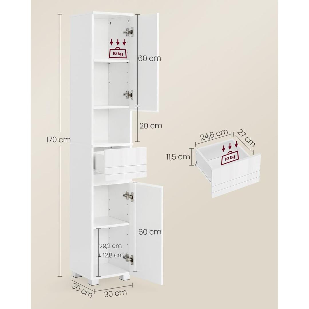 Badkamerkast met Lade en Verstelbare Legplanken 30 x 30 x 170 cm – productweergave 6 | De Groot Living