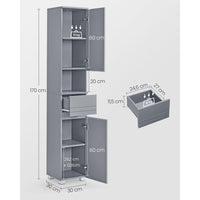 Badkamerkast met Lade en Verstelbare Legplanken 30 x 30 x 170 cm – productweergave 11 | De Groot Living