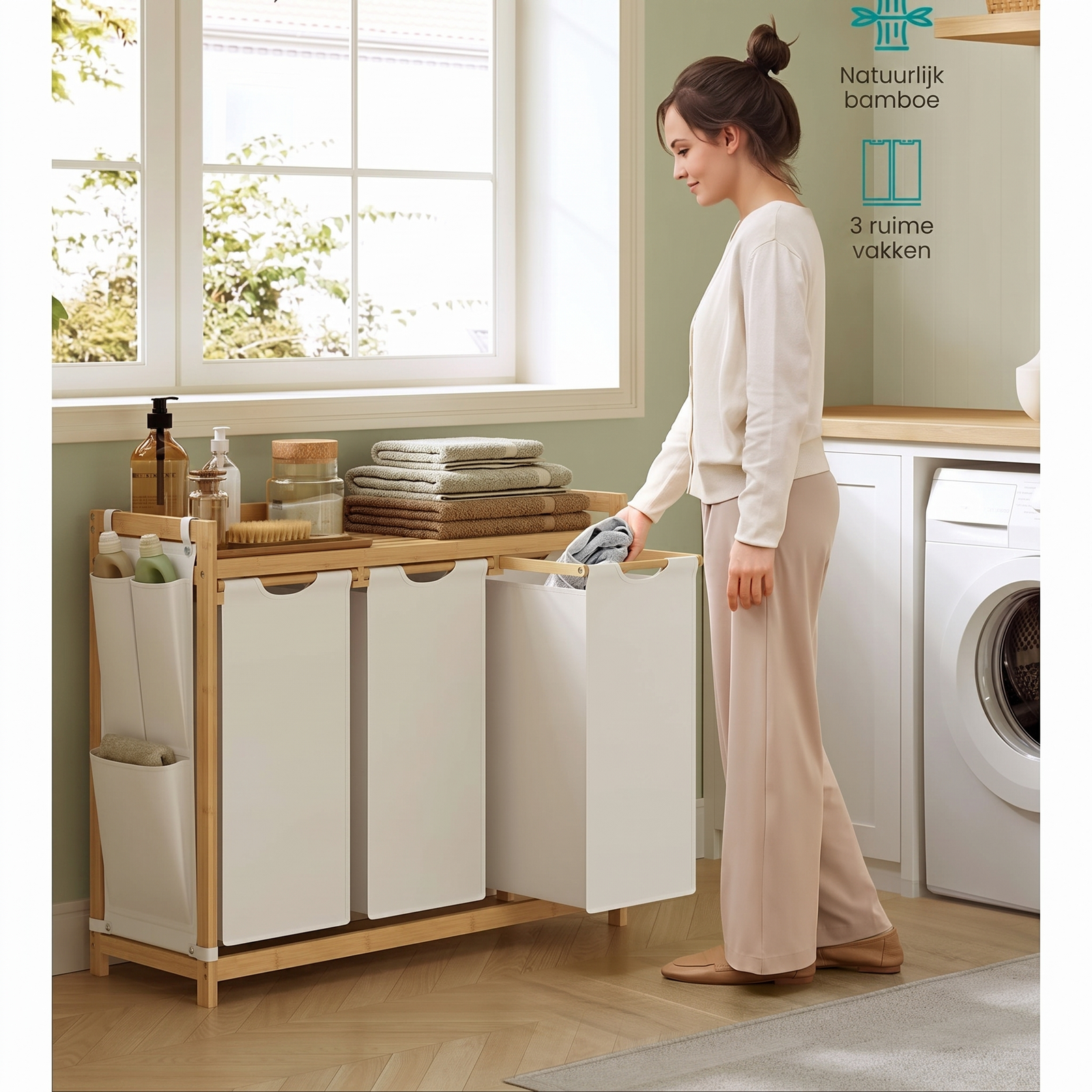 Bamboe Wasmand met 3 Vakken – productweergave 3 | De Groot Living