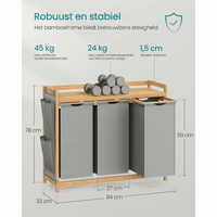 Bamboe Wasmand met 3 Vakken – productweergave 6 | De Groot Living