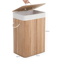 Bamboe Wasmand van 72 Liter met Deksel en Uitneembare Waszak – productweergave 9 | De Groot Living