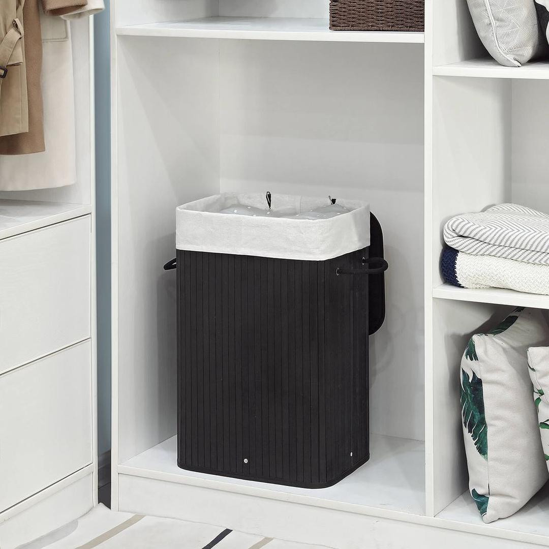 Bamboe Wasmand van 72 Liter met Deksel en Uitneembare Waszak – productweergave 10 | De Groot Living