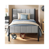 Bedframe met Zacht Hoofdbord en Stevig Metalen Frame – productweergave 1 | De Groot Living