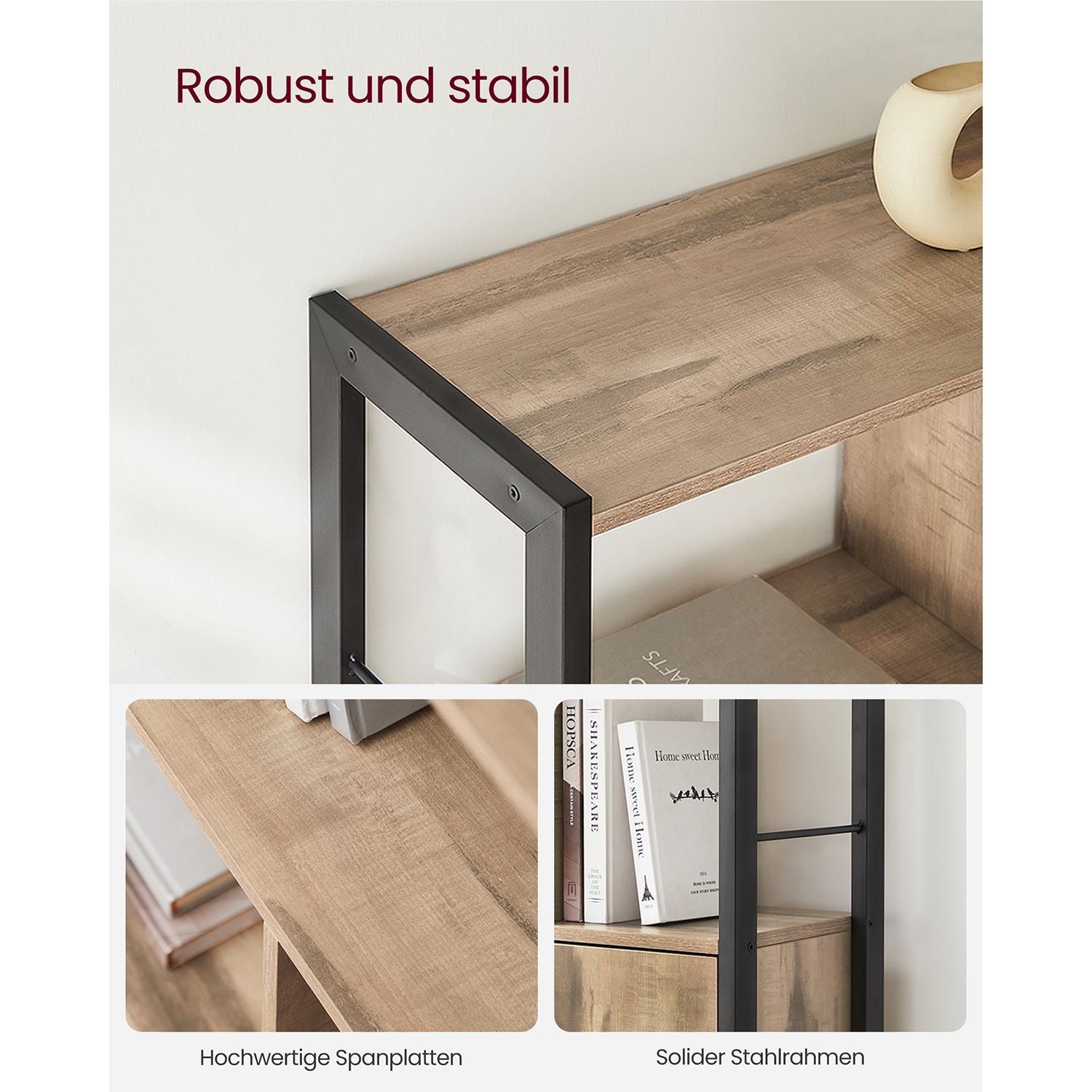 Boekenkast met 4 Open Planken en Stalen Frame in Industrieel Design – productweergave 6 | De Groot Living
