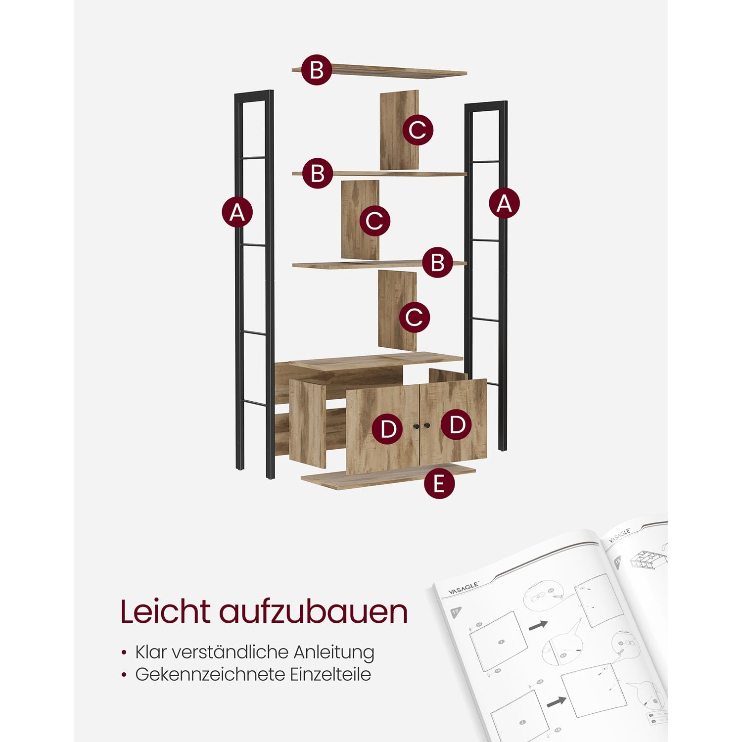 Boekenkast met 4 Open Planken en Stalen Frame in Industrieel Design – productweergave 9 | De Groot Living