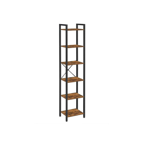 Boekenkast Met 6 Legplanken In Industriële Stijl Van Staal en Houtlook – productweergave 1 | De Groot Living