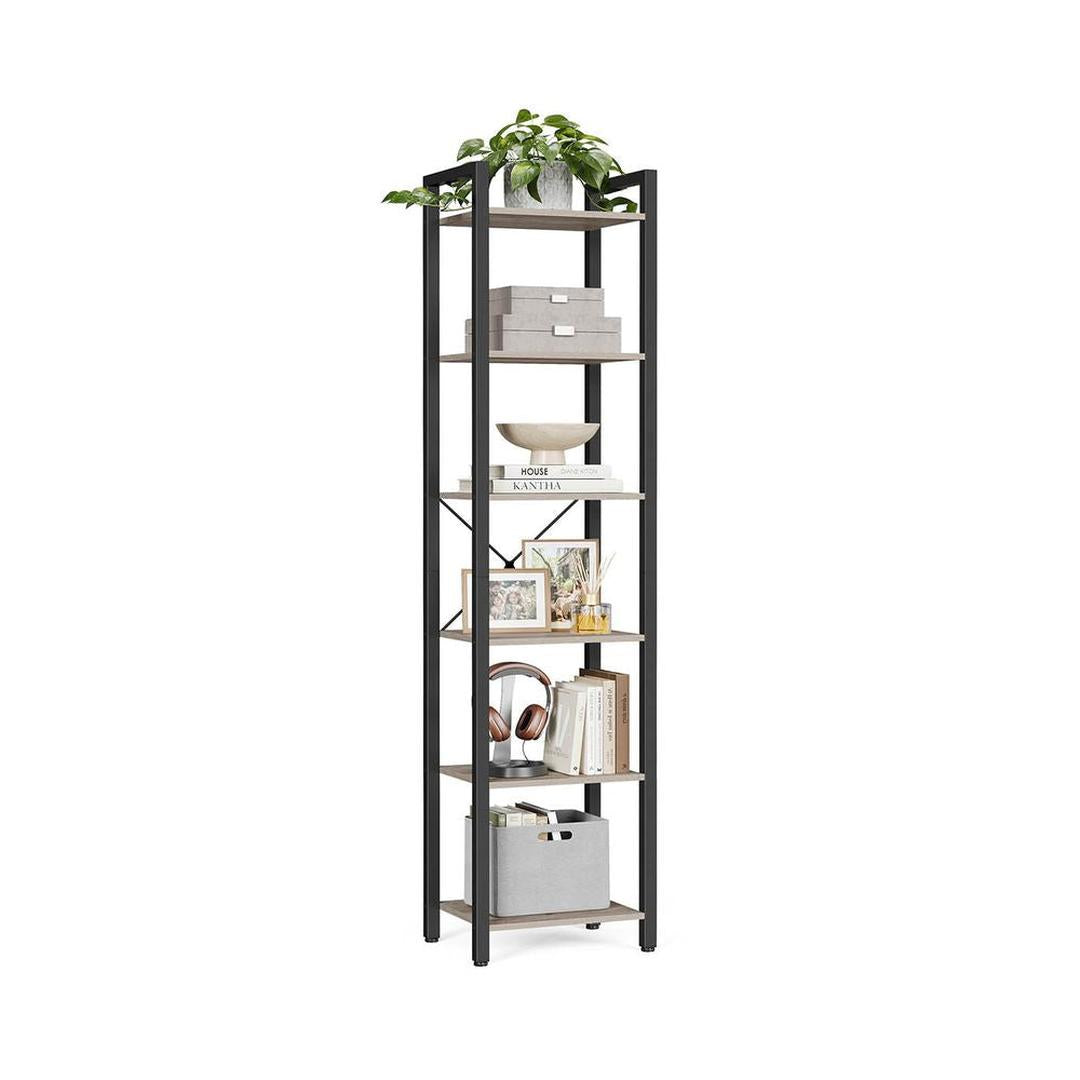 Boekenkast Met 6 Legplanken In Industriële Stijl Van Staal en Houtlook – productweergave 3 | De Groot Living