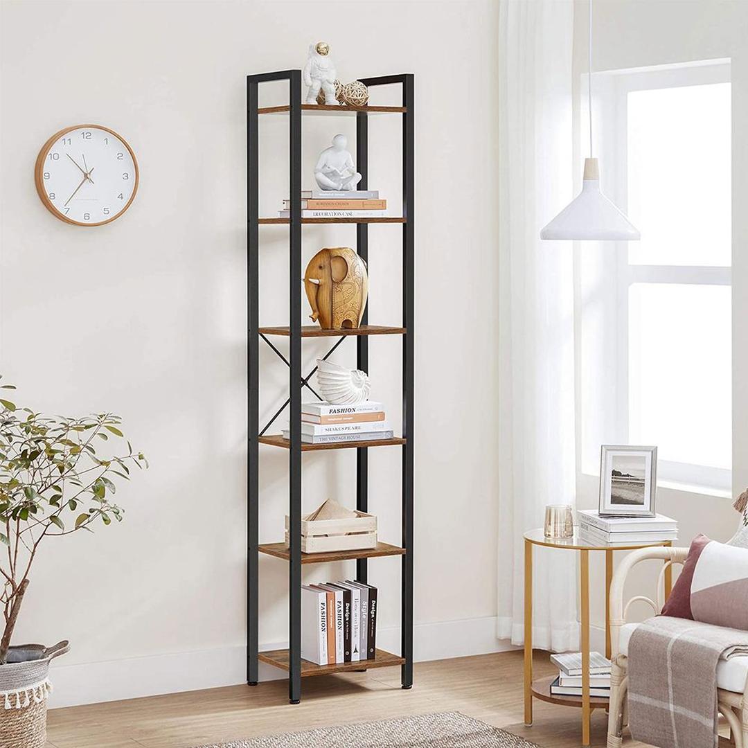 Boekenkast Met 6 Legplanken In Industriële Stijl Van Staal en Houtlook – productweergave 6 | De Groot Living