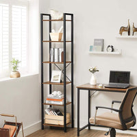 Boekenkast Met 6 Legplanken In Industriële Stijl Van Staal en Houtlook – productweergave 7 | De Groot Living