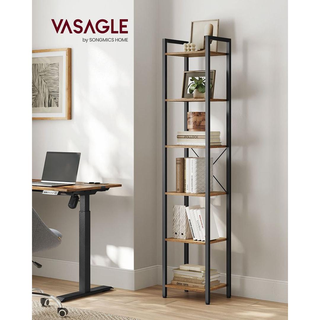 Boekenkast Met 6 Legplanken In Industriële Stijl Van Staal en Houtlook – productweergave 11 | De Groot Living