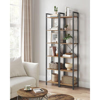 Boekenkast Met 6 Legplanken In Industriële Stijl Van Staal en Houtlook – productweergave 12 | De Groot Living