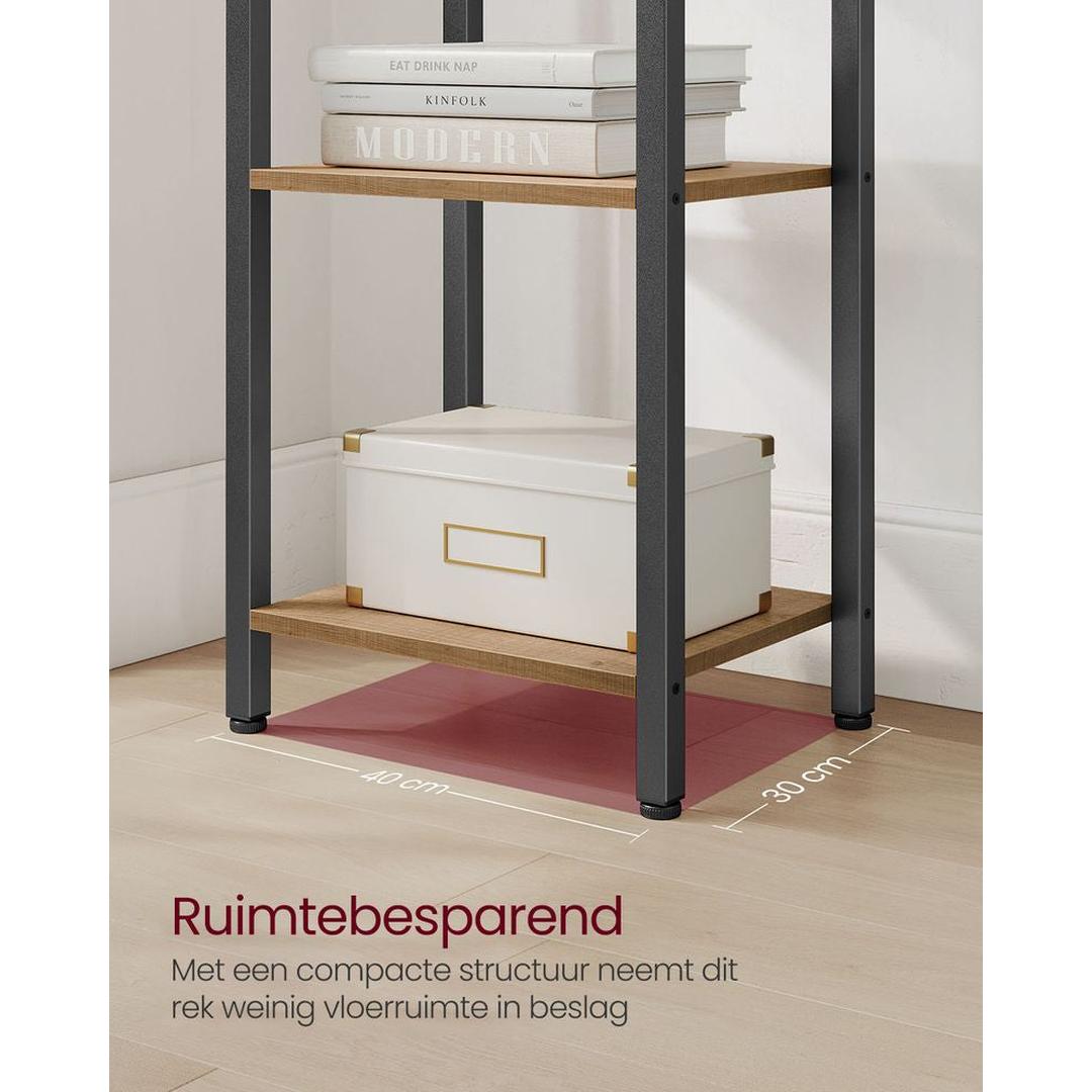 Boekenkast Met 6 Legplanken In Industriële Stijl Van Staal en Houtlook – productweergave 13 | De Groot Living