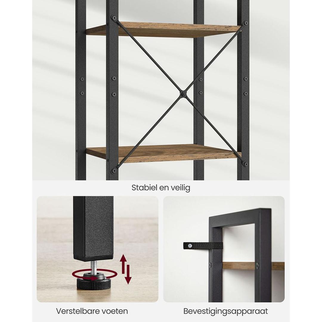 Boekenkast Met 6 Legplanken In Industriële Stijl Van Staal en Houtlook – productweergave 14 | De Groot Living