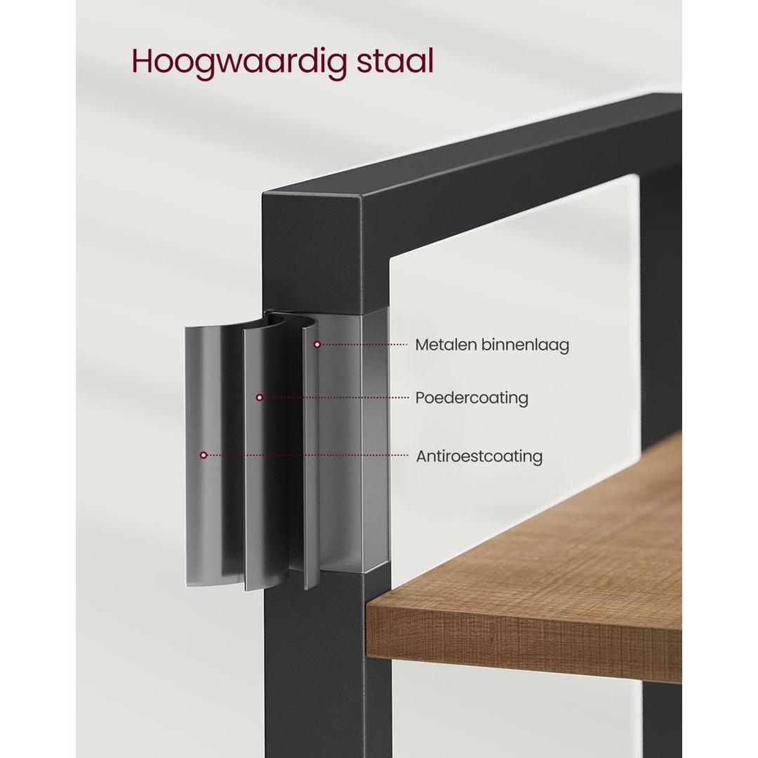 Boekenkast Met 6 Legplanken In Industriële Stijl Van Staal en Houtlook – productweergave 15 | De Groot Living
